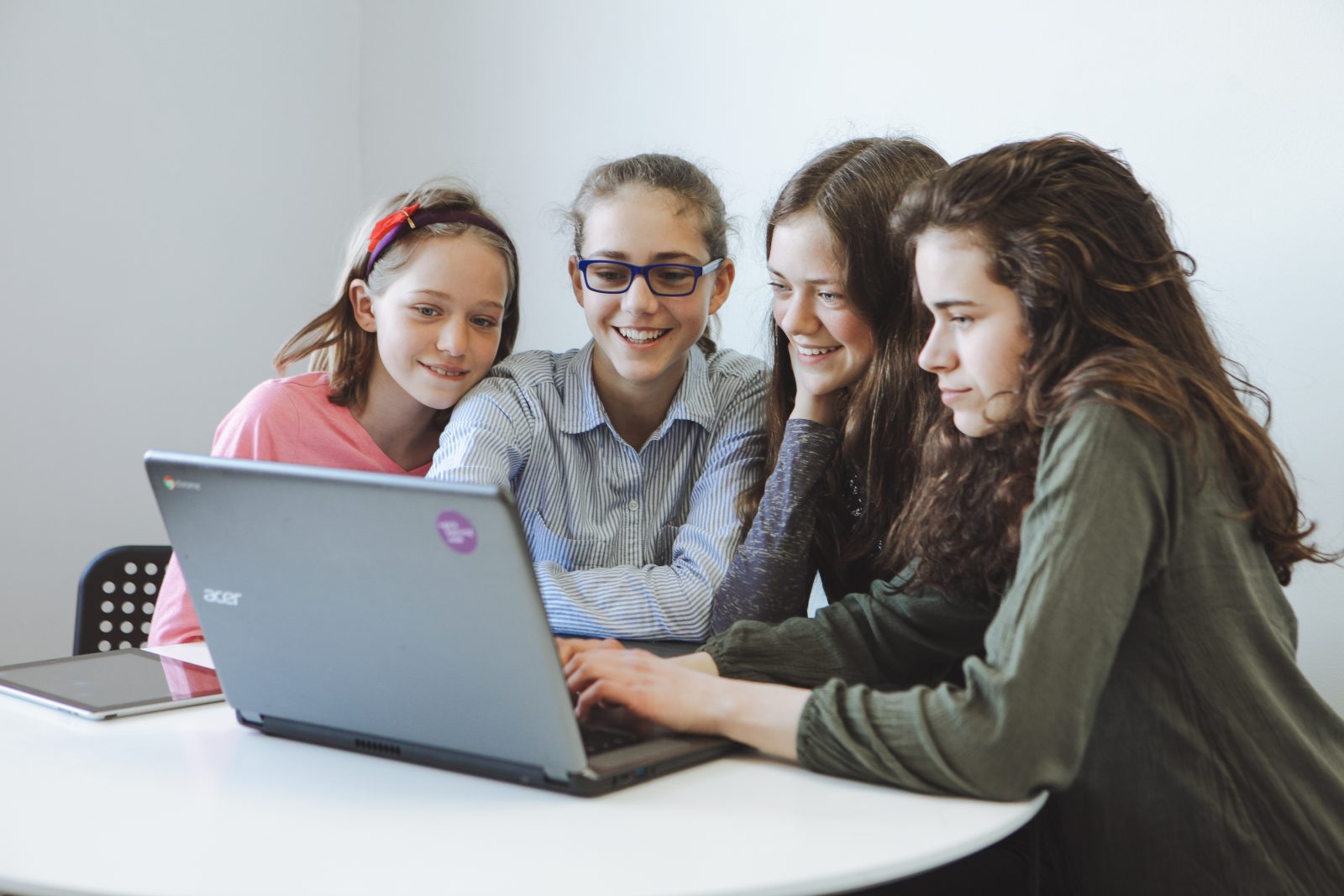 Girls learning code in Cornwall on May 11