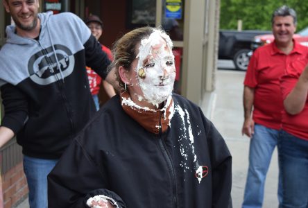 Pie in the face on Tim Hortons Camp Day