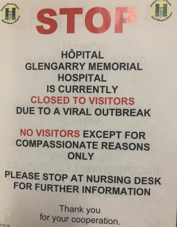 Viral outbreak at Glengarry Memorial Hospital