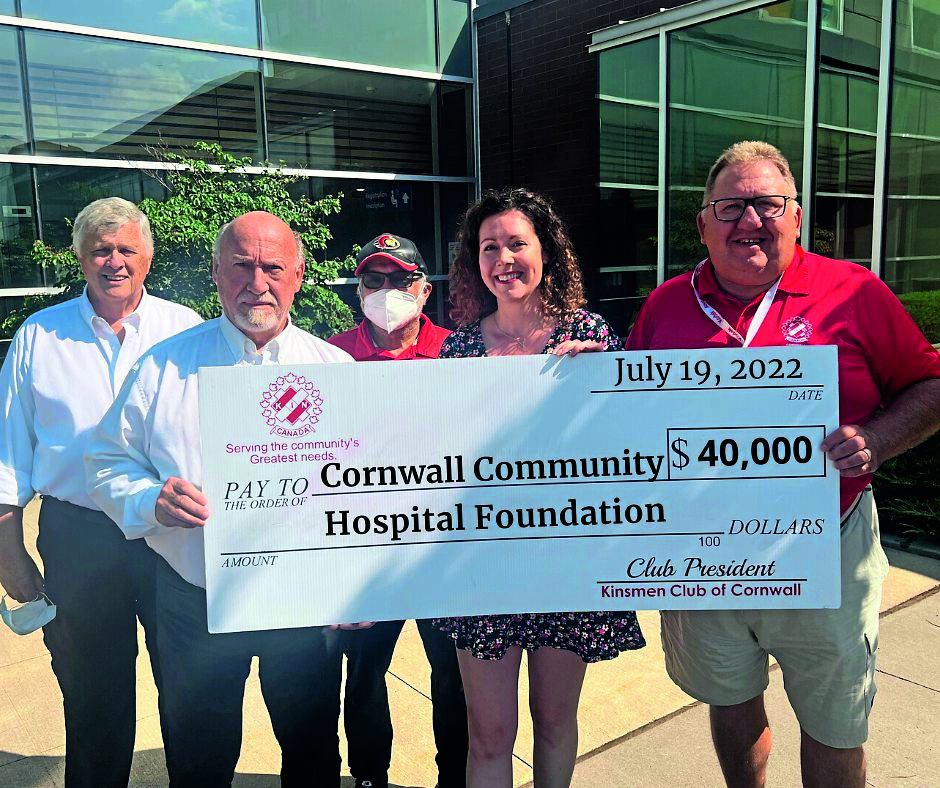 Kinsmen donation of $40,000 to the Cornwall Community Hospital Foundation.