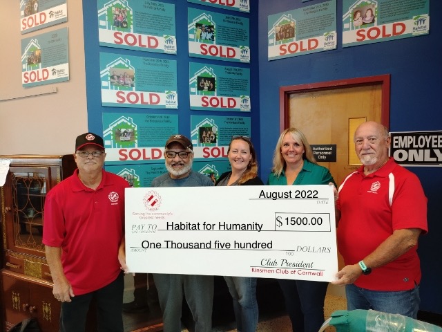 Kinsmen Club Announce $1,500 Donation to Habitat For Humanity Re-Store
