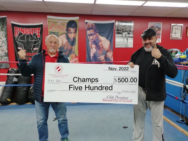 Kinsmen Club Donates $500 to Champs Eastside Boxing Club