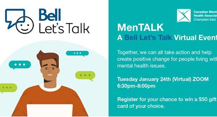 CMHA Champlain East Hosts MenTALK Virtual Event for Bell Let’s Talk