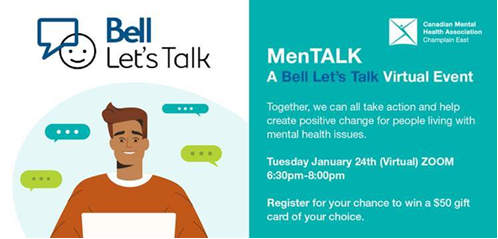 CMHA Champlain East Hosts MenTALK Virtual Event for Bell Let’s Talk