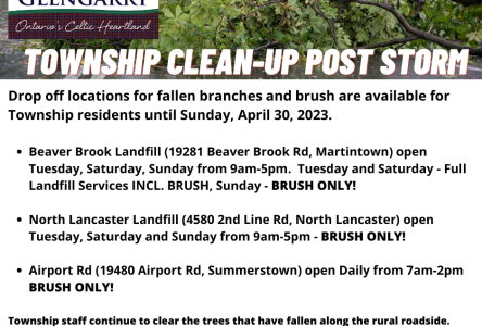 South Glengarry Updates: Storm Clean-Up & Construction