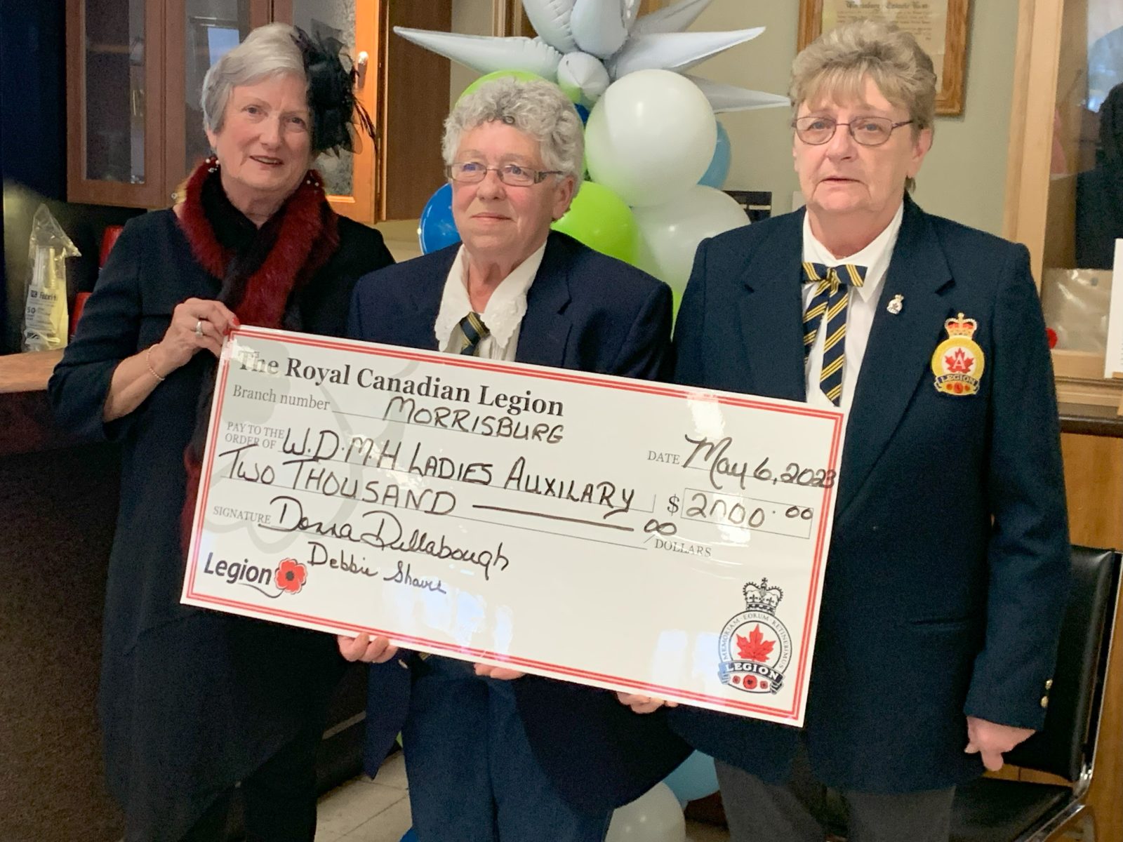 Morrisburg Legion and Women’s Auxiliary Supports WDMH Auxiliary with $2,000 Donation
