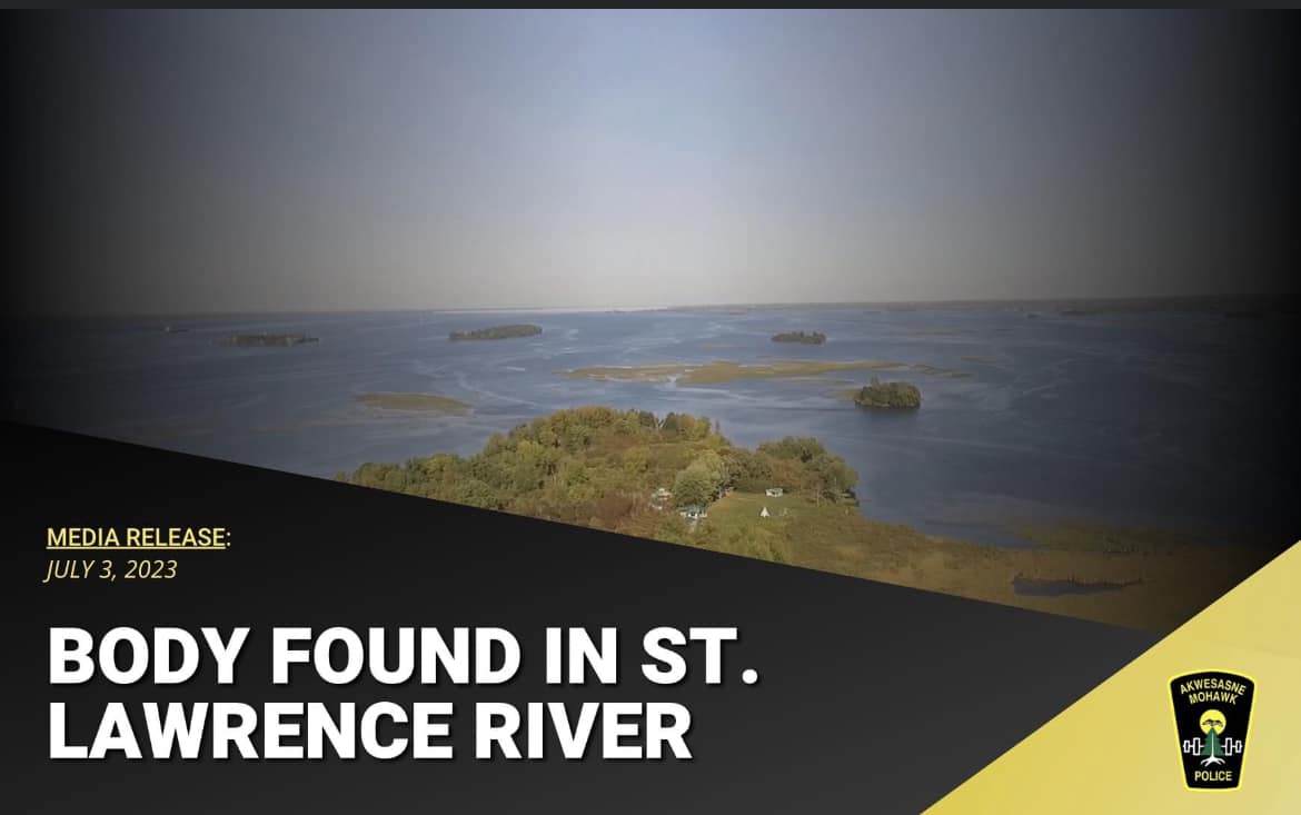 BODY FOUND IN ST. LAWRENCE RIVER