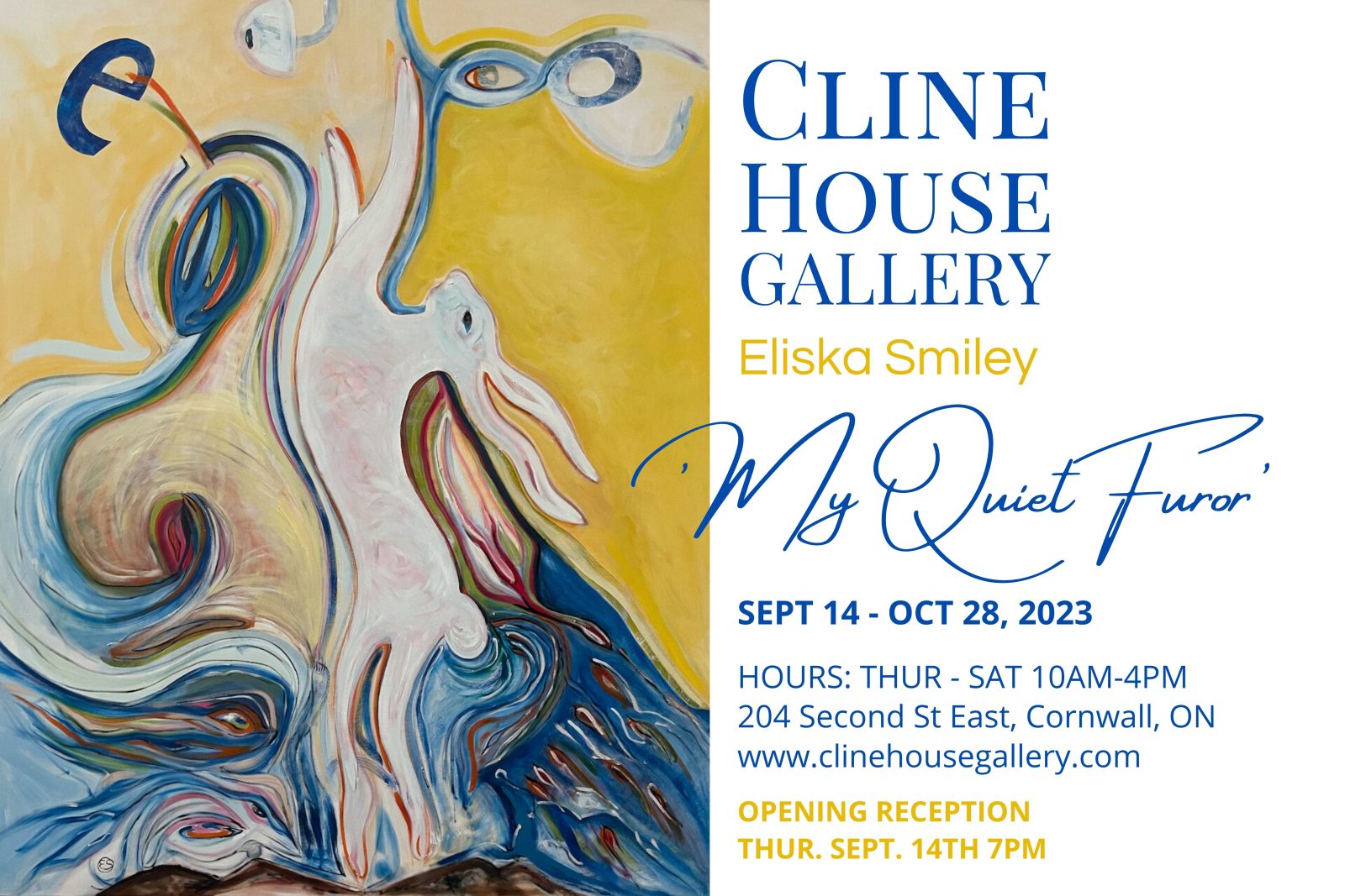 Cline House Gallery presents “My Quiet Furor”- A Solo Exhibition of Paintings and Sculpture by Eliska Smiley