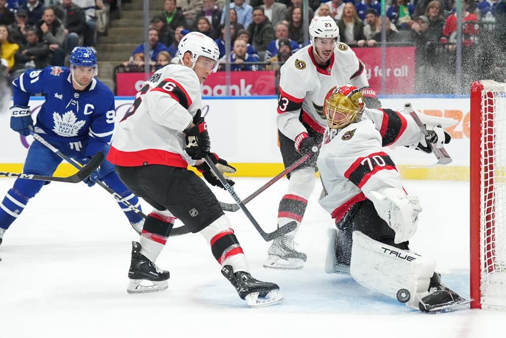 Struggling Senators score three times in the 3rd period to down leaky Maple Leafs 6-3