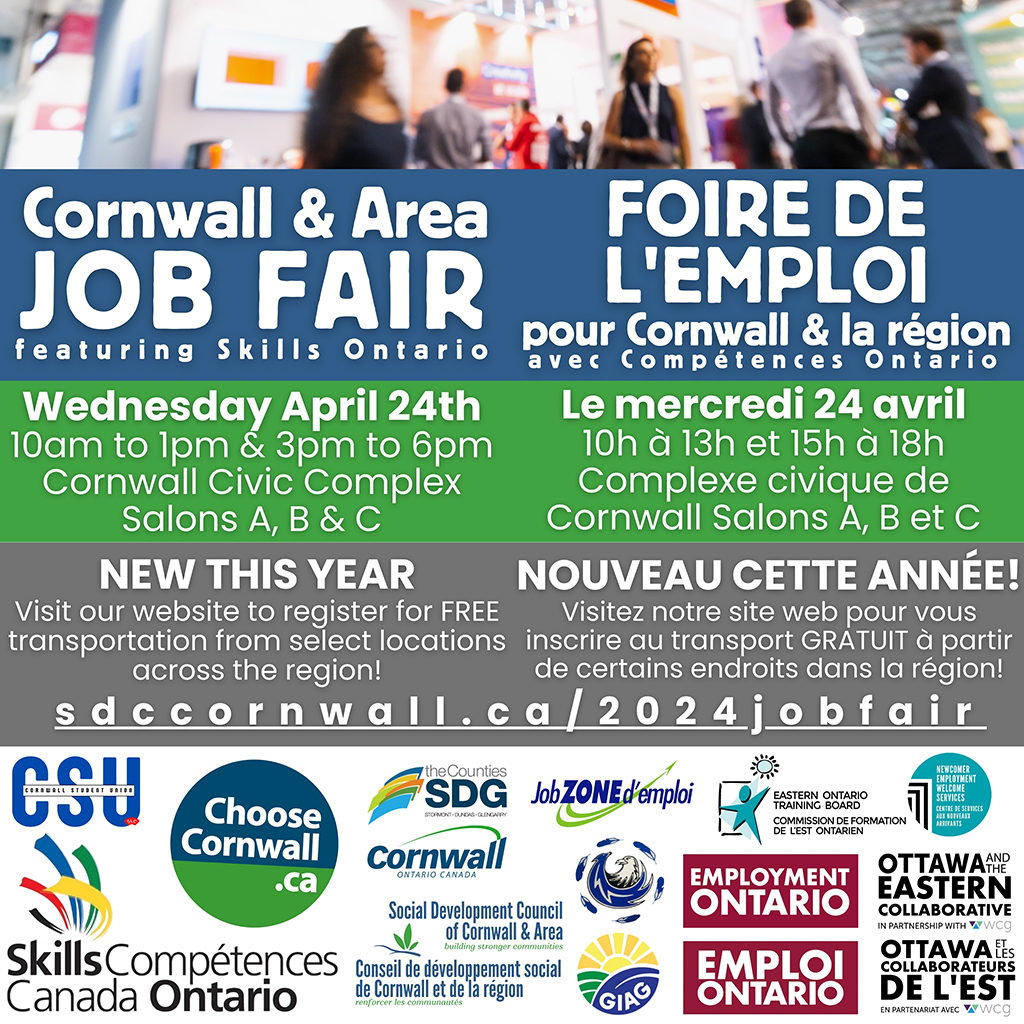 Cornwall and Area Job Fair featuring Skills Ontario – Transportation and Language Support